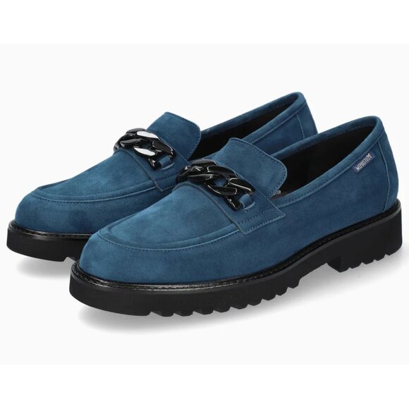 $400 MEPHISTO Salka Lug Sole Loafers BLUE SUEDE TONAL...